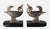 H. Moreau (active in the early 20th century), Bird-shaped bookends, circa 1930. Silver-plated cast metal with inlaid glass...