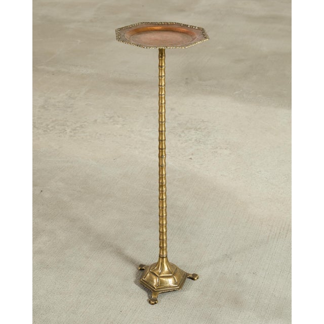 Mid 20th Century Mid-Century Brass Faux-Bamboo Pedestal Martini Drink Table For Sale - Image 5 of 13