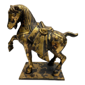 Cast Iron Sculpture of Tang Dynasty Style War Horse