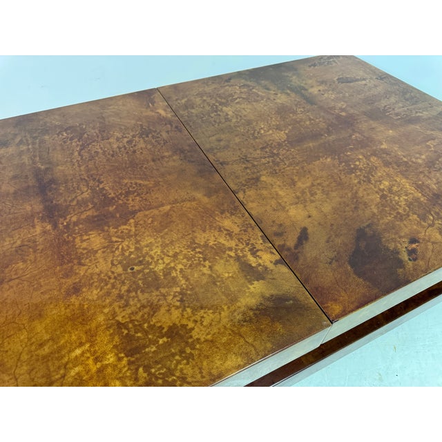 Brown Lacquered Goatskin Sliding Coffee Table, Italy, 1970s For Sale - Image 17 of 18