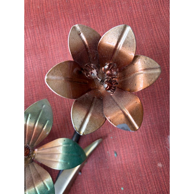 Metal Metal Art Sculpture Floral and Leaves, Set For Sale - Image 7 of 12