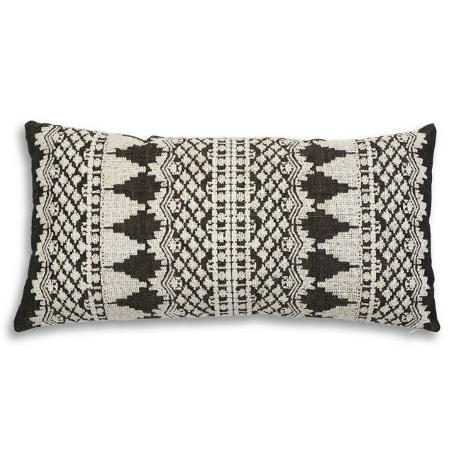 Charcoal Schumacher Wentworth Embroidery Lumbar Pillow in Carbon For Sale - Image 8 of 8