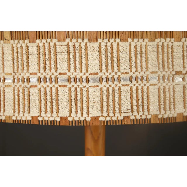 Ivory Maria Kipp Handwoven Lampshade With Ivory Plaid Bands Over Natural Raffia, 1960s For Sale - Image 8 of 8