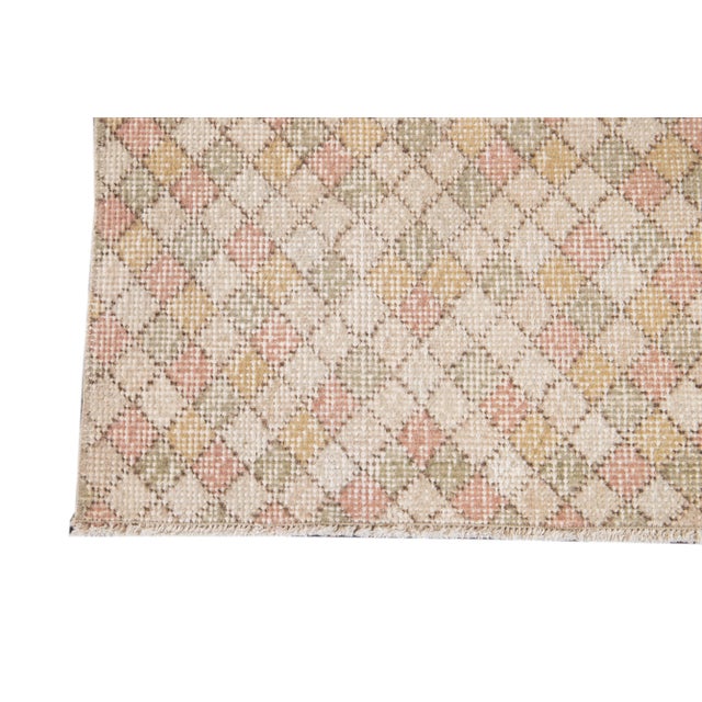 Ivory Mid-20th Century Vintage Art Deco Wool Runner 1'07" X 5". For Sale - Image 8 of 12