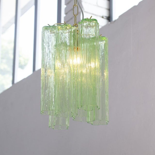 Mid-Century Modern Vintage Italian Hanging Light in Green Murano, 1990s For Sale - Image 3 of 12