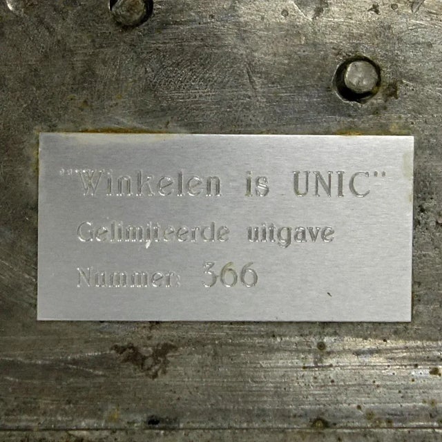 Vintage Zinc Statue of a Flemish Lady Who is Window Shopping at UNIC Supermarket For Sale - Image 10 of 11