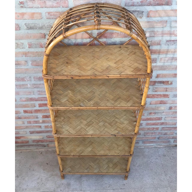 French Midcentury Bamboo Étagère With Five Bamboo Shelves For Sale - Image 4 of 12