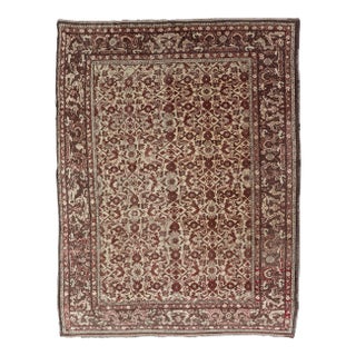 Early 20th Century Antique Turkish Sivas Rug With Tan Background and Maroon, Eggplant, Brown Color For Sale