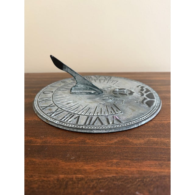 Vintage English Country Iron Garden Sundial With Sun For Sale In South Bend - Image 6 of 7