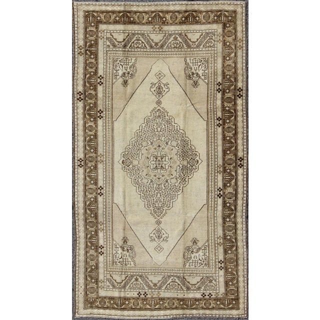 Textile Vintage Turkish Oushak in Olive, Brown, Khaki and Earth Colors For Sale - Image 7 of 7