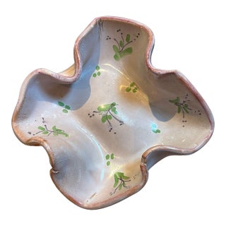 Fornaro Italian Ceramic Pink Floral Dish For Sale