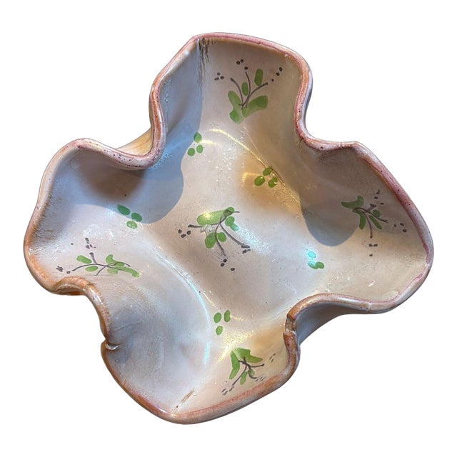 Fornaro Italian Ceramic Pink Floral Dish For Sale