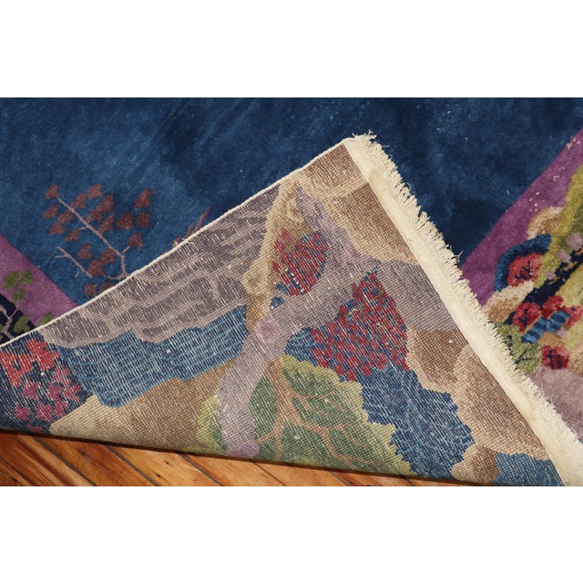 Zabihi Collection Blue Chinese Art Deco Rug For Sale - Image 9 of 18