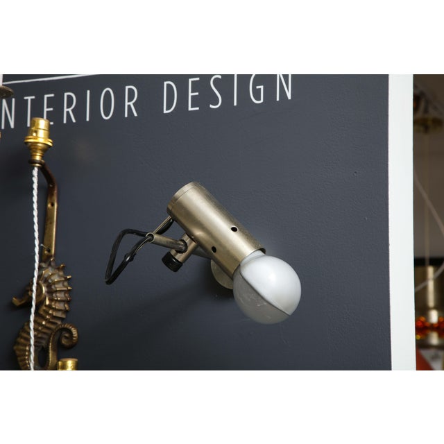 Bronze Sleek Minimalist Nickel Plated Bronze Sconces by Tito Agnoli for Oluce, C. 1960 For Sale - Image 8 of 12