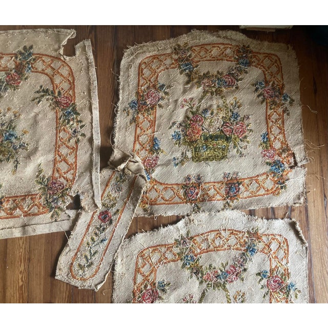 Beige 3 Authentic Antique 19th Century Needlepoint Tapestries for Chairs or Pillows For Sale - Image 8 of 10