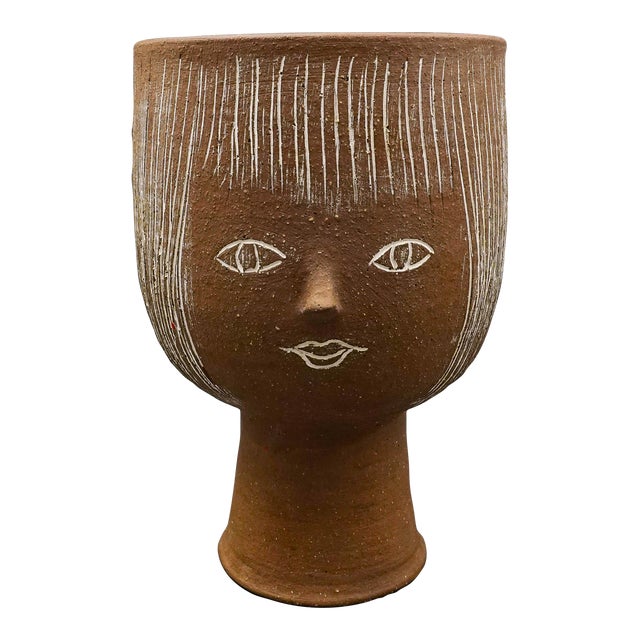 Mid 20th Century Face Studio Art Pottery Sculptural Planter, Signed Rosemary Taylor For Sale