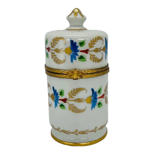 Vintage Le Tallec Enamel Decorated & Gilt Porcelain Box Circa 1966 For Sale