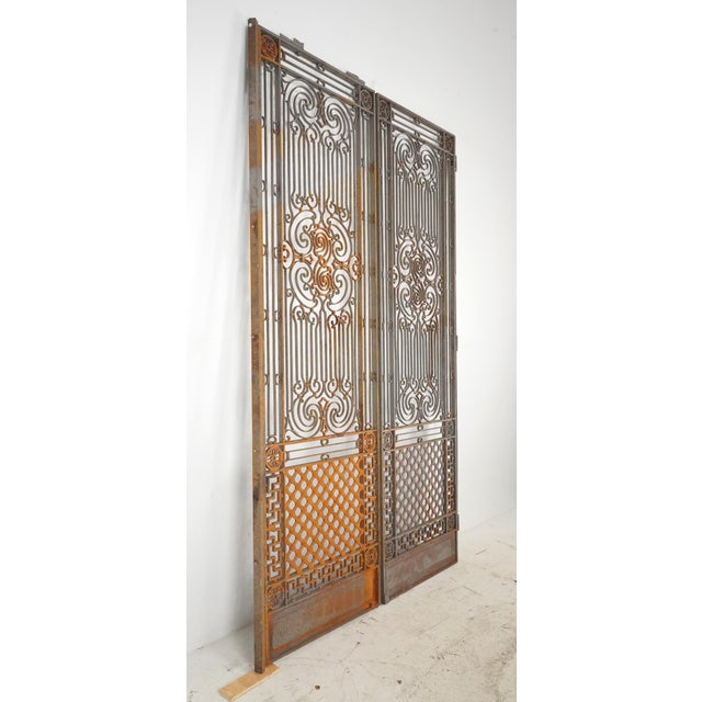 Victorian Antique Victorian Wrought Iron Double Gates 57 X 95.875 In. For Sale - Image 3 of 9