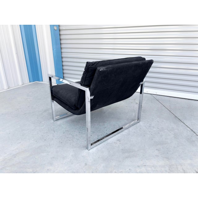 1970s Vintage Chrome Lounge Chairs Styled After Milo Baughman - Set of 2 For Sale - Image 12 of 12