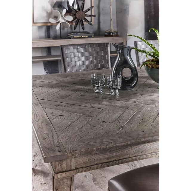 Wood Grey Oak Rustic Dining Table For Sale - Image 7 of 10