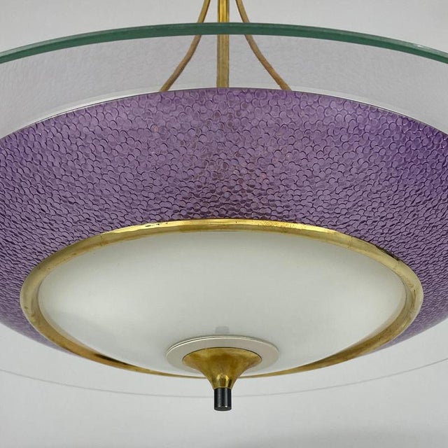Glass and Brass Hanging Light from Fontana Arte, 1950s For Sale - Image 9 of 18