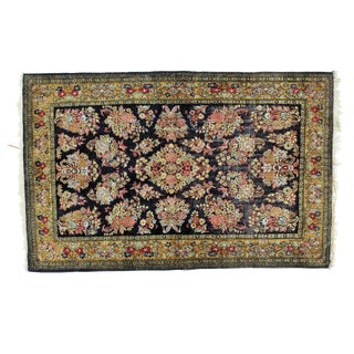 1970s Vintage Persian Silk Qum Rug - 3′8″ × 5′7″ For Sale