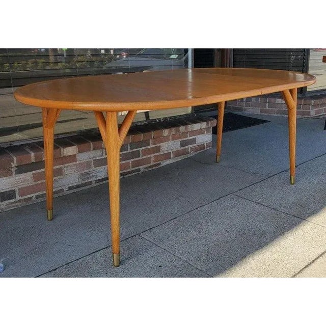 1950s Expandable Attributed to Paul Laszlo Dining Table With 2 Leaves For Sale - Image 10 of 13