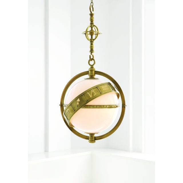 Traditional Chapman & Myers for Visual Comfort Signature Zodiac Lantern in Antique-Burnished Brass with White Glass For Sale - Image 3 of 4