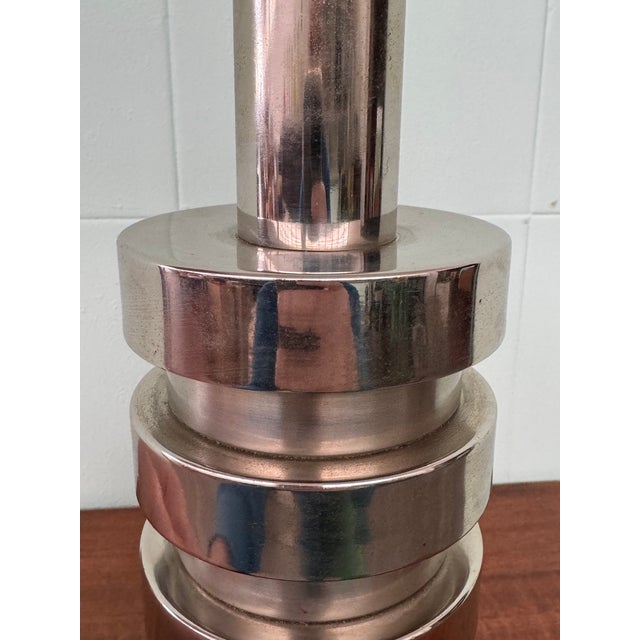 Metal Italian Space Age Table Lamp in Chrome Steel, 1970s For Sale - Image 7 of 14
