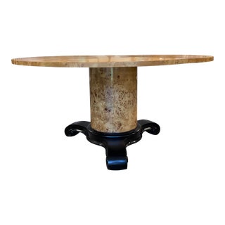1980s Round Burl Dining Table For Sale