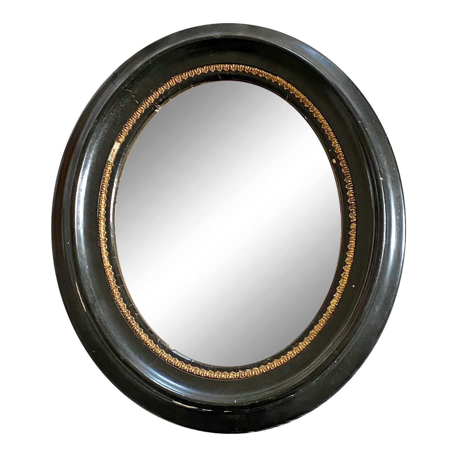 Antique Victorian Oval Mirror With Black Gilt Frame Chairish