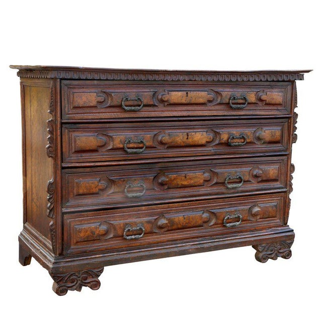 Italian Baroque Walnut and Burl Walnut Commode For Sale - Image 12 of 12