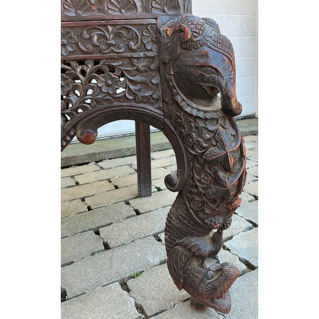 Brown Antique Anglo-Indian Carved Teak Side Chair For Sale - Image 8 of 12