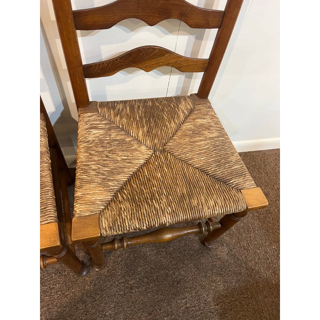 Stickley Ladder Back Rush Seat Chairs Set of 4 Early 20th Century For Sale - Image 12 of 12