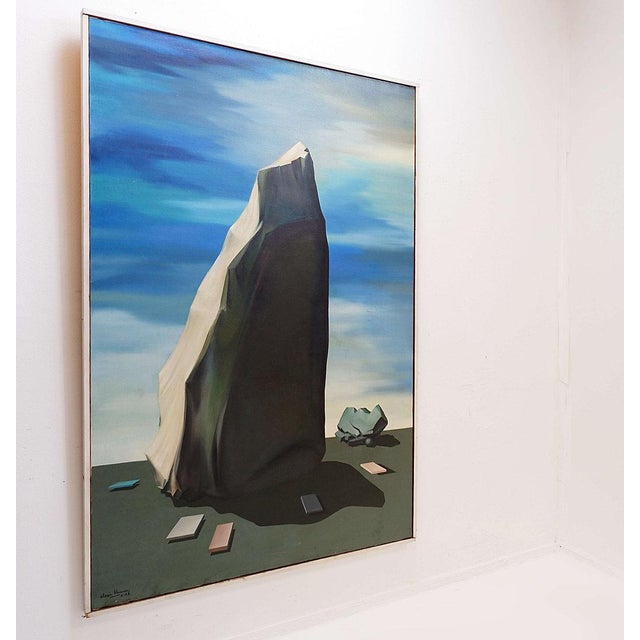 Belgian Surrealist artist, friend of René Magritte Oil on canvas Measures : 114x162cm Total : 118x3,5cm H:165,5cm Belgian,...