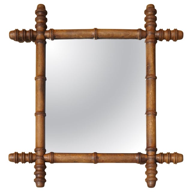 Antique English Faux Bamboo Wall Mirror with Foxed Glass For Sale - Image 9 of 9