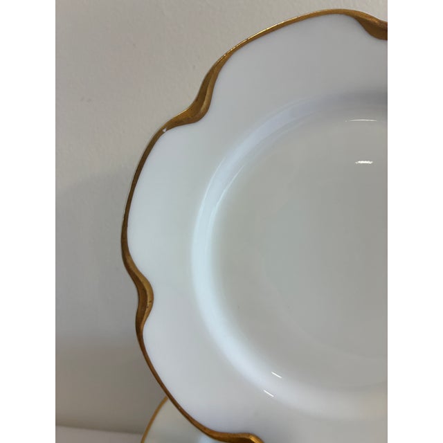 Haviland & Co. Antique Haviland & Co. Limoges Gold Scalloped Rim Plates, Set of 11, France For Sale - Image 4 of 12