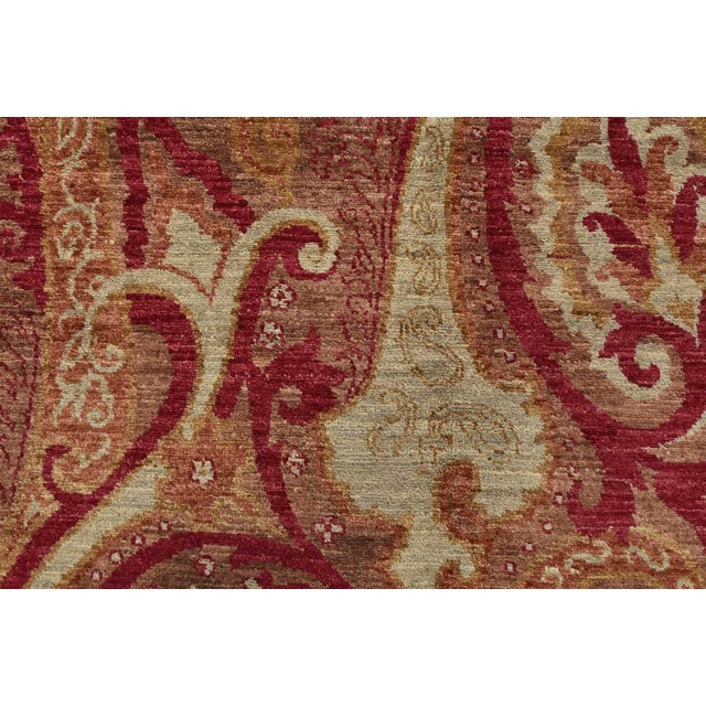Suzani Rug 8’11” X 9’1” Brown Wool Modern Hand-Knotted Oriental Carpet For Sale - Image 10 of 15