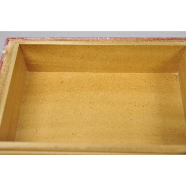 Modern Lava Marble Inlay Pink Coral Covered Jewelry Trinket Box by Current Home For Sale - Image 10 of 15