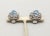Napier Vintage 1960s Signed Napier Rhodium Plated Blue Bead Clip Earrings, 2 Pieces For Sale - Image 4 of 7