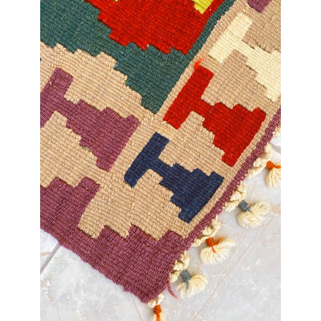 1980s Hand Woven Colorful Kilim Small Rug | Chairish