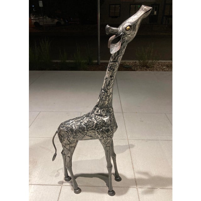 Mid-Century Modern Modern Abstract Yearling Giraffe Patchwork Metal Sculpture For Sale - Image 3 of 13