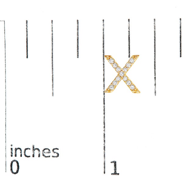 Early 21st Century 10K Yellow Gold 1/10 Cttw Diamond 'X' Initial Stud Earring For Sale - Image 5 of 5