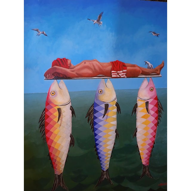 Brocca Surrealism Fish Painting For Sale - Image 9 of 9