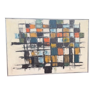 1970s Original Large Framed Abstract Painting by Tom Hayward For Sale