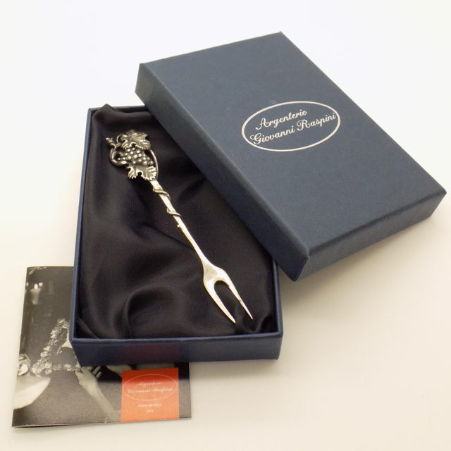 Vintage Italian Handmade Genuine Silver Cocktail Fork with Grape by Raspini Gioielli, 1990s For Sale - Image 12 of 12