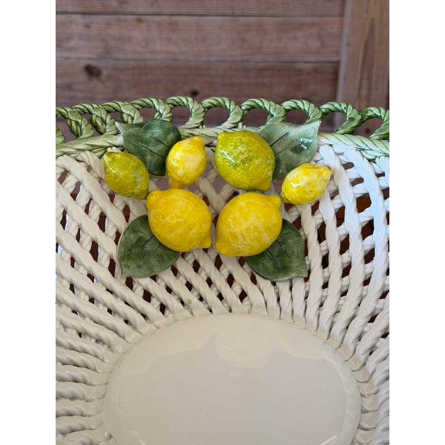 Traditional Handcrafted Italian Ceramic Lemon Basket Bowl by Lanzarin Ceramiche For Sale - Image 3 of 12