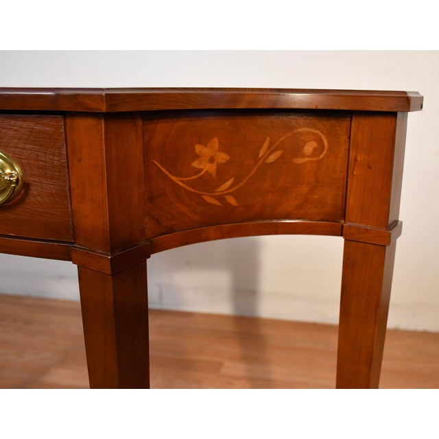 1980s Harden English Regency Style Cherry Inlaid Console Table For Sale - Image 4 of 18