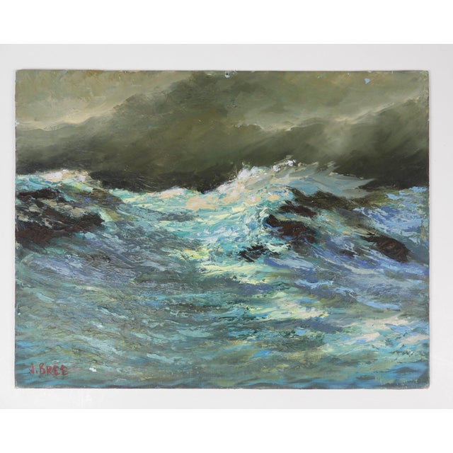 Textile Mid 20th Century Impressionist Seascape Painting For Sale - Image 7 of 8