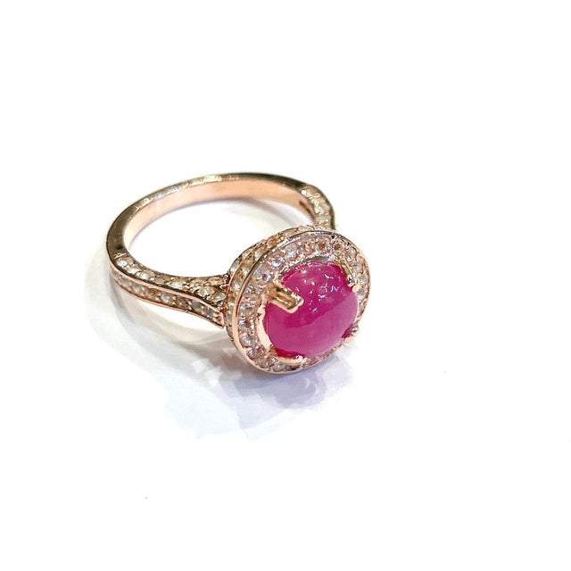 Bochic “Orient” Natural Ruby & Topaz Retro Solitaire Ring Set 18K Gold & Silver For Sale In New York - Image 6 of 11